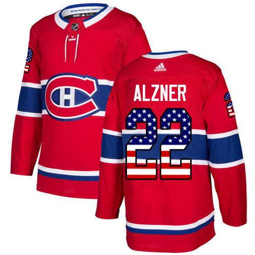 Adidas Canadiens #22 Karl Alzner Red Home Authentic USA Flag Stitched NHL Jersey
